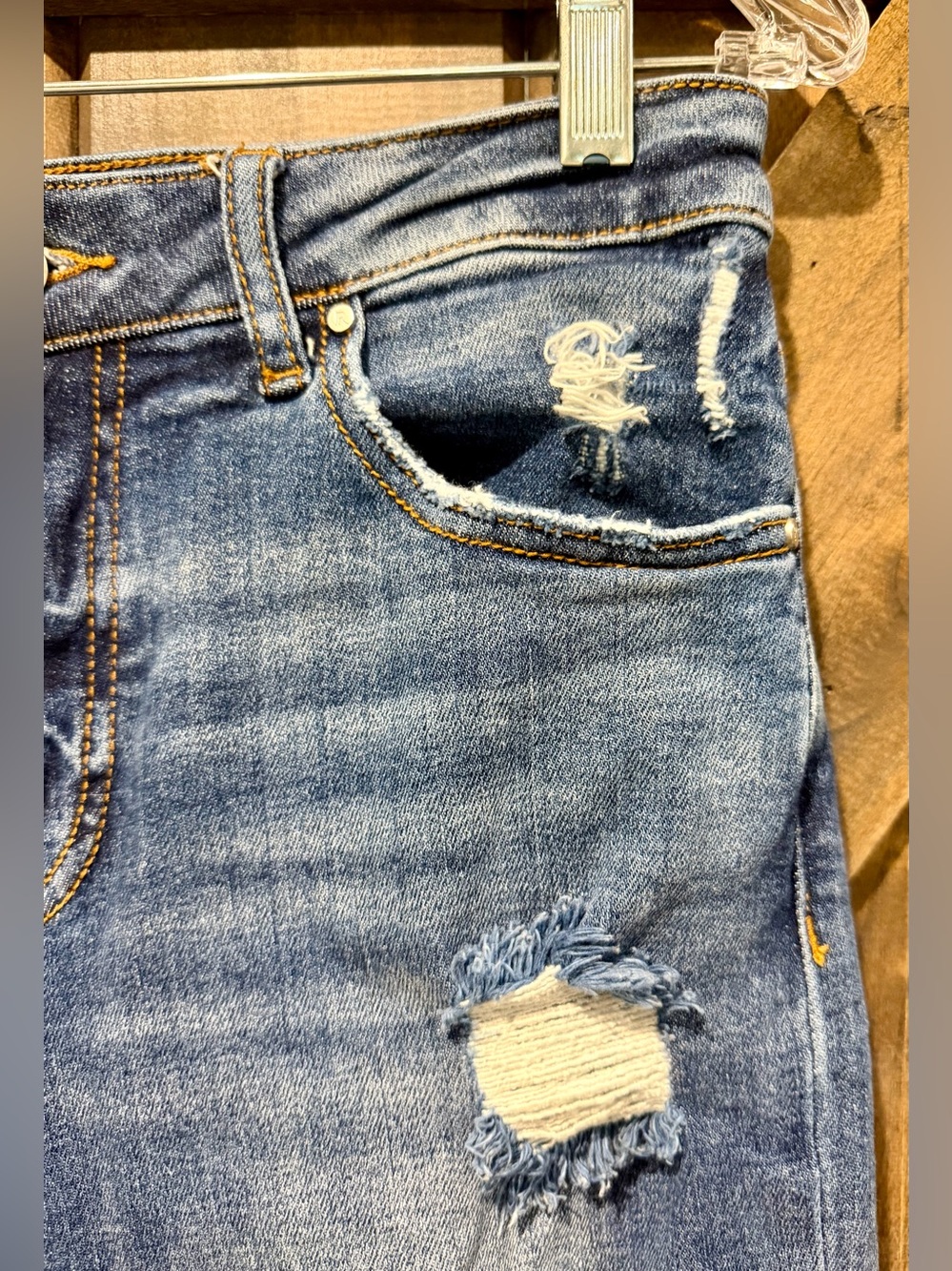 Risen Distressed High Waist Wide Leg Jeans - Picture 11 of 12